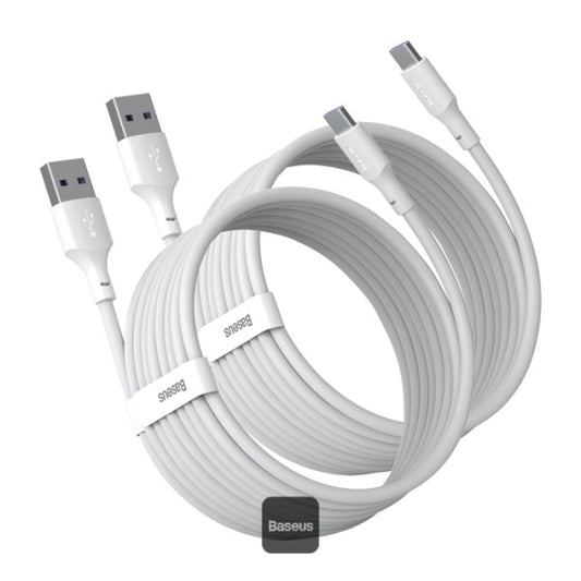 Baseus Simple Wisdom Data Cable Kit USB to Type-C 5A 2Pack 15M - White