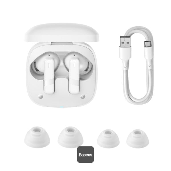 Baseus Bowie E20 True Wireless Earbuds With 2 ENC Mics 33H Playtime - White