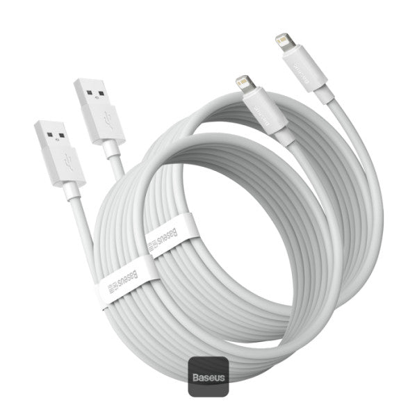 Baseus Simple Wisdom Data Cable Kit USB to Lightning 24A 2Pack 15M - White