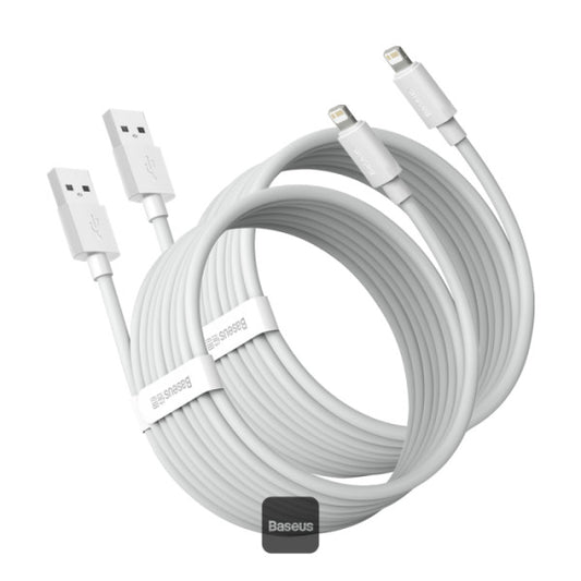 Baseus Simple Wisdom Data Cable Kit USB to Lightning 24A 2Pack 15M - White