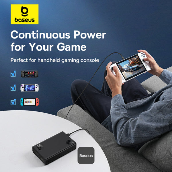 Baseus Laptop Power Bank 24000mAh with 140W Super Fast Charge | 2 USB-C ports and 1 USB-A Adaman Series - Black
