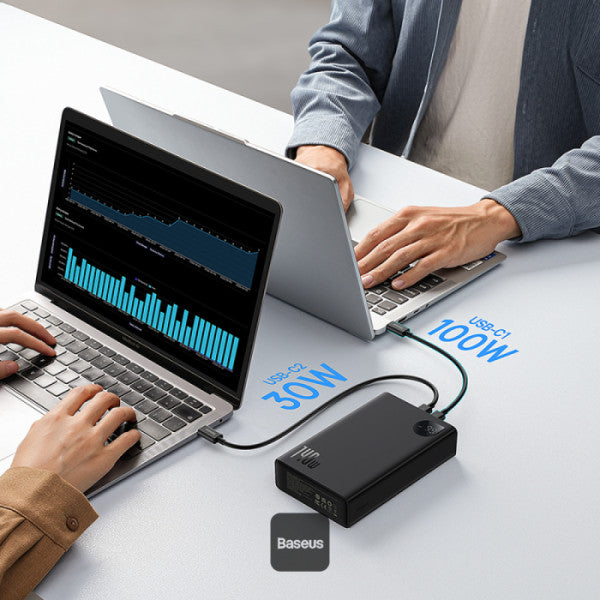 Baseus Laptop Power Bank 24000mAh with 140W Super Fast Charge | 2 USB-C ports and 1 USB-A Adaman Series - Black