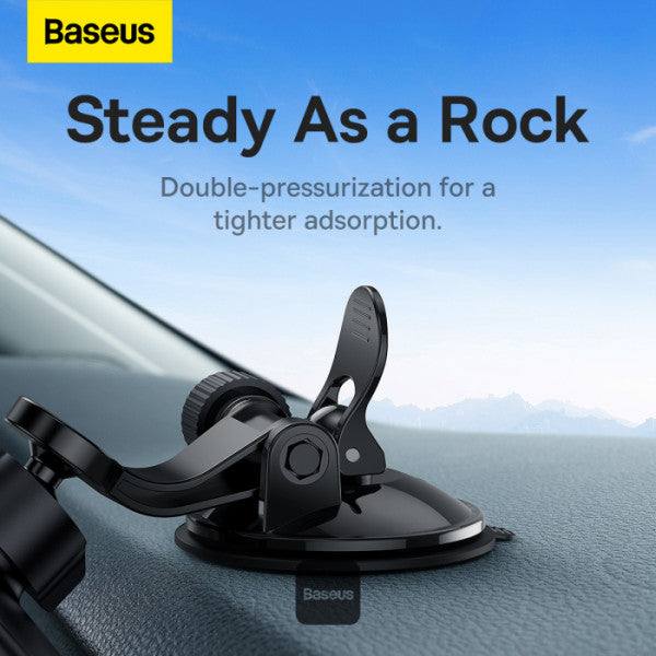 Baseus UltraControl Lite Series 2 in 1 Car Phone Holder | Auto Clamping Universal Car Phone Mount | Dashboard Windshield Car Mount - Black