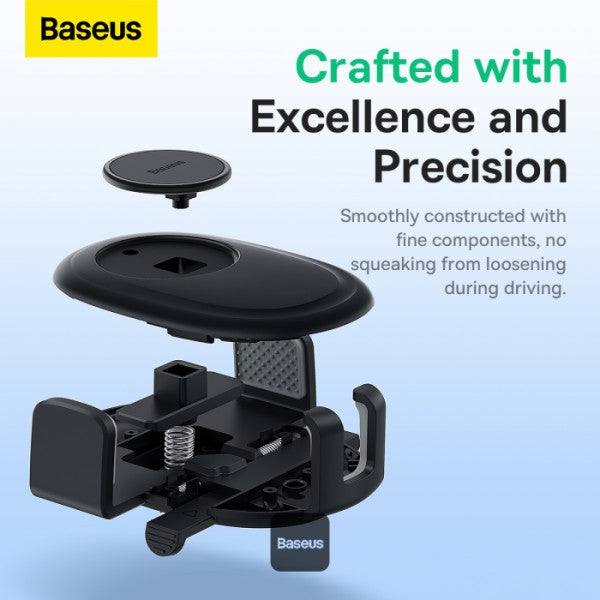 Baseus UltraControl Lite Series 2 in 1 Car Phone Holder | Auto Clamping Universal Car Phone Mount | Dashboard Windshield Car Mount - Black