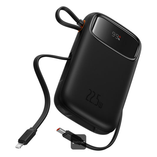 Baseus QPow2 20000mAh Digital Display Fast Charge Power Bank 225W With Built-in Dual-Cable Lightning And Type-C - Black