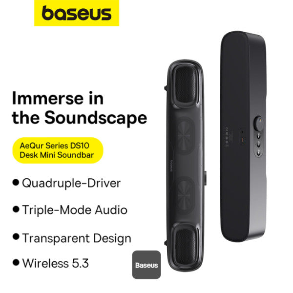 Baseus AeQur Series DS10 Desktop Mini Soundbar Bluetooth Speaker (without Battery) - Black