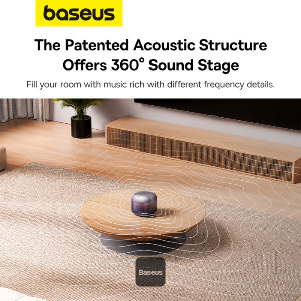 Baseus AeQur V2 Portable Wireless TWS Speaker - Bluetooth 50 30 Hour Playtime Powerful Bass and 3EQ Modes - Purple