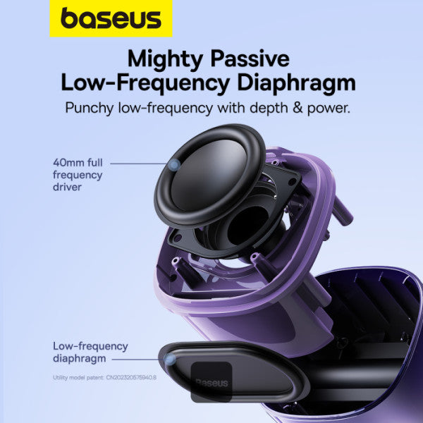 Baseus AeQur V2 Portable Wireless TWS Speaker - Bluetooth 50 30 Hour Playtime Powerful Bass and 3EQ Modes - Purple