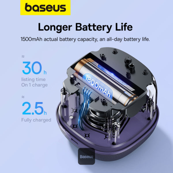 Baseus AeQur V2 Portable Wireless TWS Speaker - Bluetooth 50 30 Hour Playtime Powerful Bass and 3EQ Modes - Purple