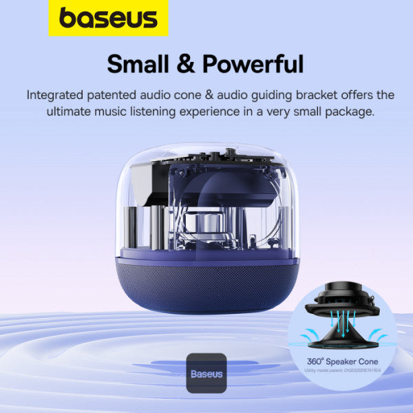 Baseus AeQur V2 Portable Wireless TWS Speaker - Bluetooth 50 30 Hour Playtime Powerful Bass and 3EQ Modes - Purple