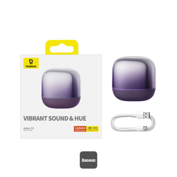 Baseus AeQur V2 Portable Wireless TWS Speaker - Bluetooth 50 30 Hour Playtime Powerful Bass and 3EQ Modes - Purple