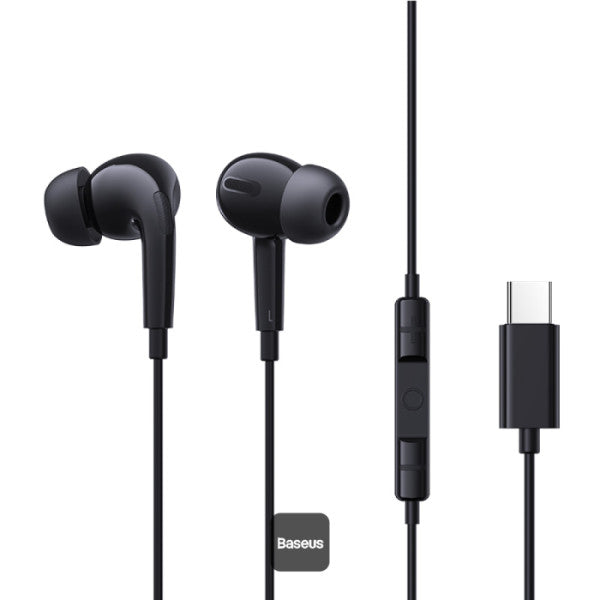 Baseus Encok CZ18 Type-C Wired Earphone In-Ear Noise Isolation Headphone With Noiseless HD Mic - Black