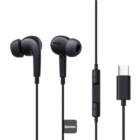 Baseus Encok CZ18 Type-C Wired Earphone In-Ear Noise Isolation Headphone With Noiseless HD Mic - Black