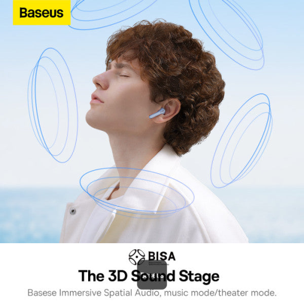 Baseus Bowie WX5 True Wireless Earphones - 4 ENC Mics with AI Noise Cancellation for Crystal Clear Calls 30-Hour Playback TWS Bluetooth 53 - Blue