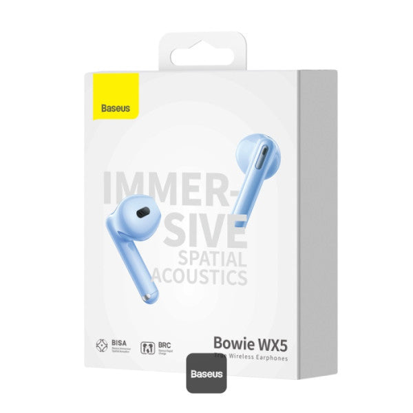 Baseus Bowie WX5 True Wireless Earphones - 4 ENC Mics with AI Noise Cancellation for Crystal Clear Calls 30-Hour Playback TWS Bluetooth 53 - Blue