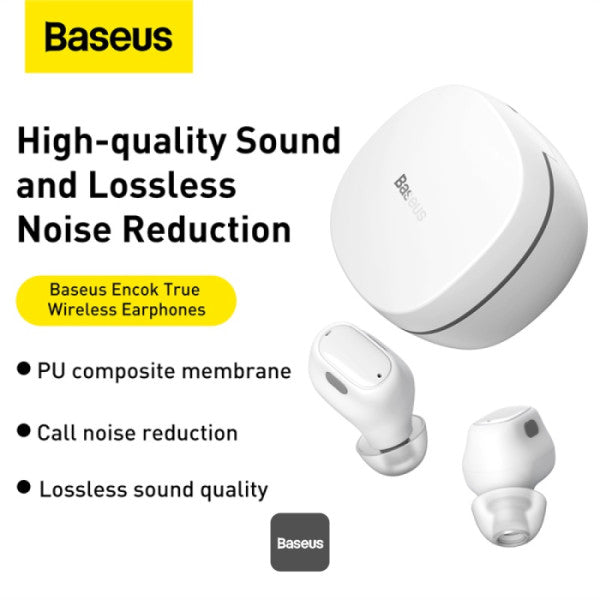 Baseus Encok WM01 True Wireless Earphones  36H Playtime Bluetooth 53 Low-Latency Fast-Charging in-Ear Earbuds - White