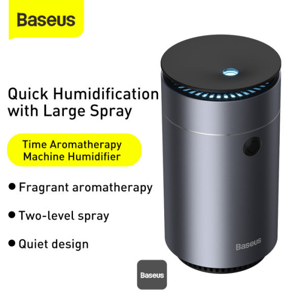 Baseus Car Diffuser & Humidifier - USB Powered Portable Aroma Air Freshener & Cool Mist Auto Air Humidifier for Home Office & Car - Grey