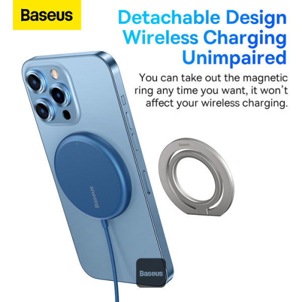 Baseus Halo Series  Foldable Metal Ring Stand | 360° Rotation Magnetic Ring Holder & Stand for All Phones - Silver