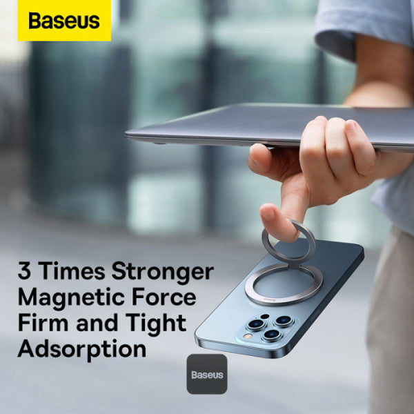 Baseus Halo Series  Foldable Metal Ring Stand | 360° Rotation Magnetic Ring Holder & Stand for All Phones - Silver