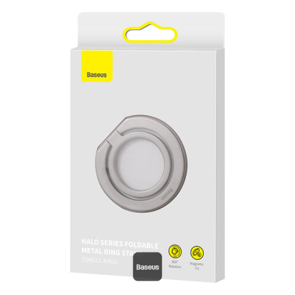Baseus Halo Series  Foldable Metal Ring Stand | 360° Rotation Magnetic Ring Holder & Stand for All Phones - Silver