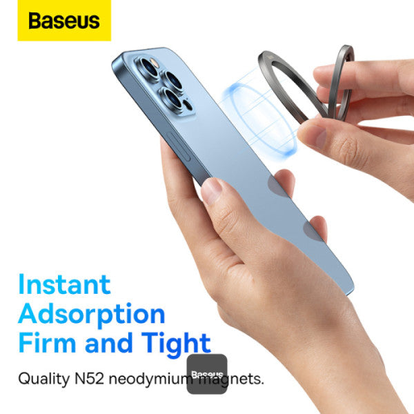 Baseus Halo Series  Foldable Metal Ring Stand | 360° Rotation Magnetic Ring Holder & Stand for All Phones - Grey