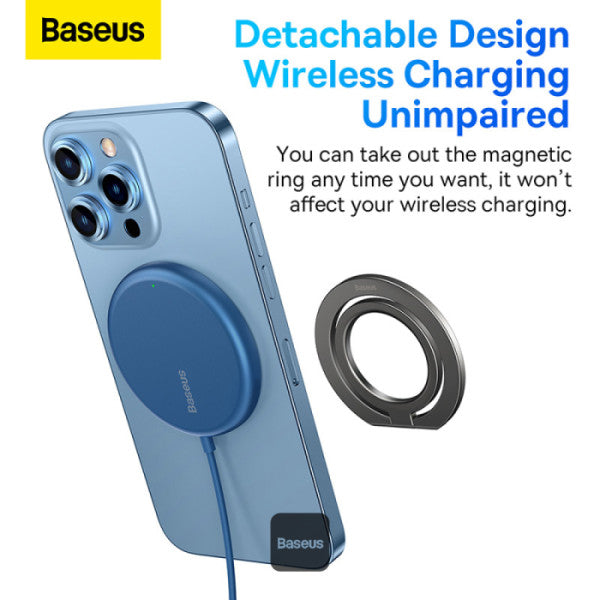 Baseus Halo Series  Foldable Metal Ring Stand | 360° Rotation Magnetic Ring Holder & Stand for All Phones - Grey
