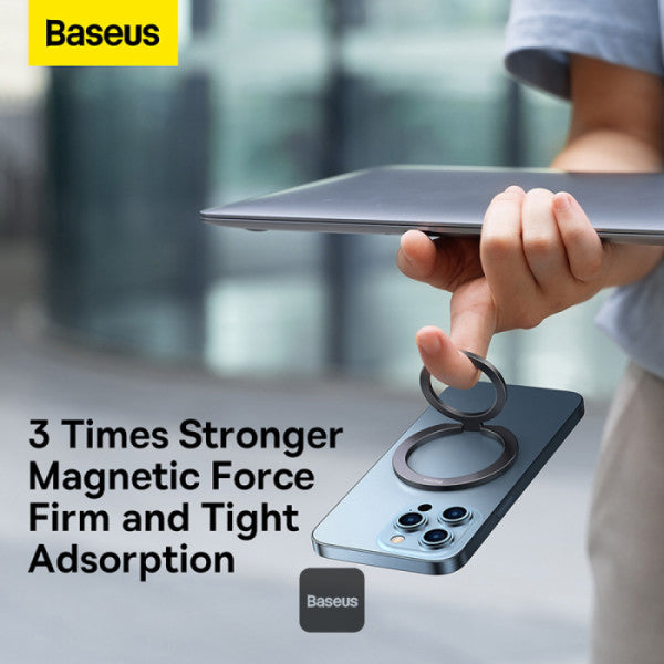 Baseus Halo Series  Foldable Metal Ring Stand | 360° Rotation Magnetic Ring Holder & Stand for All Phones - Grey