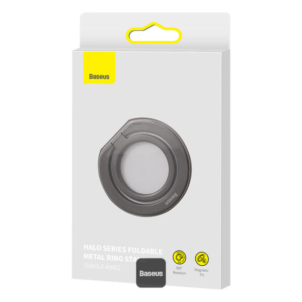 Baseus Halo Series  Foldable Metal Ring Stand | 360° Rotation Magnetic Ring Holder & Stand for All Phones - Grey