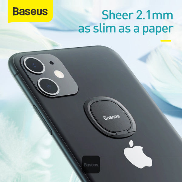 Baseus Invisible Phone Ring Holder | 360 Degree Rotating Metal Finger Grip Adjustable Phone Holder & Stand - Silver