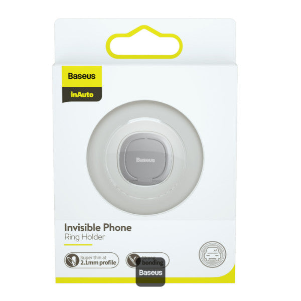 Baseus Invisible Phone Ring Holder | 360 Degree Rotating Metal Finger Grip Adjustable Phone Holder & Stand - Silver