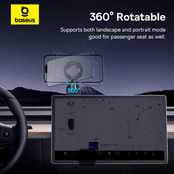 Baseus C02 Go Magnetic Car Phone Holder 360° Rotatable Bendable Car Mount - Black