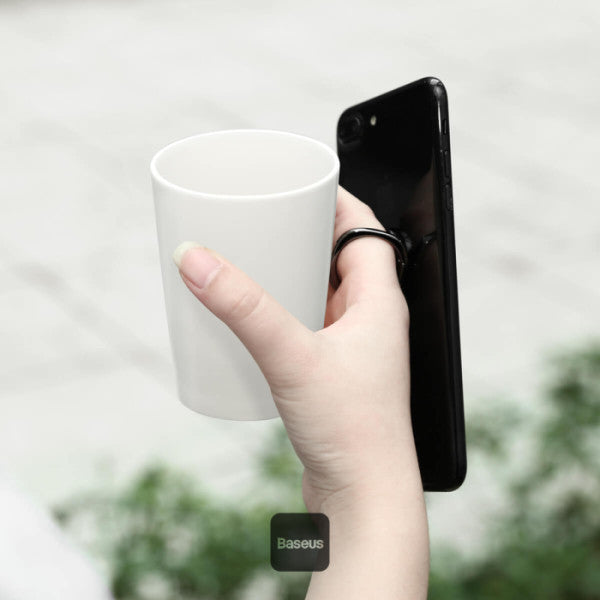 Baseus Privity Ring Holder | 360 Degree Rotating Metal Finger Grip Adjustable Phone Holder & Stand - Silver
