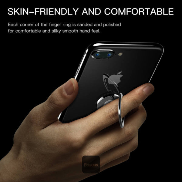 Baseus Privity Ring Holder | 360 Degree Rotating Metal Finger Grip Adjustable Phone Holder & Stand - Silver