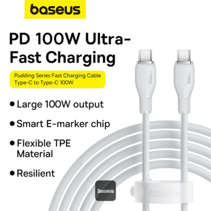 Baseus Pudding Series Fast Charging Cable With High-Speed Data Transmission Type-C to Type-C 100W 5A 1.2M - White