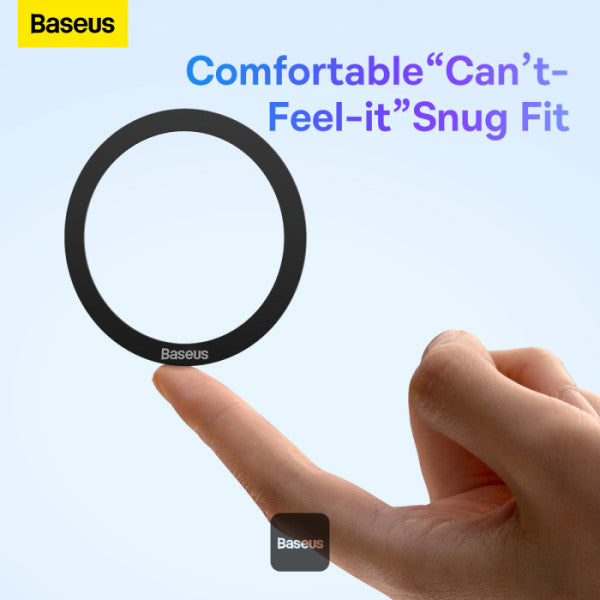 Baseus Halo Series Magnetic Metal Ring Sticker | Ultra-Thin Phone Holder Plate 2 Pcs - Black