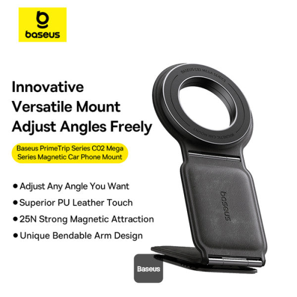 Baseus C02 Prime Trip Series Magnetic Car Phone Holder 360° Rotatable Foldable Car Mount - Black