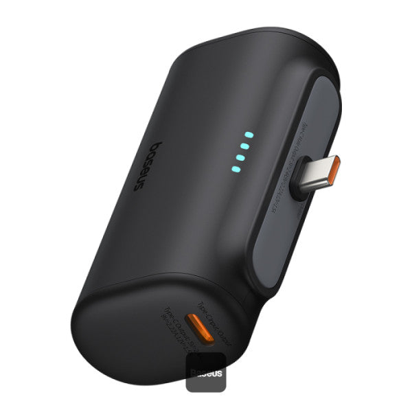 Baseus Compact Series 5000mAh Fast Charging Power Bank 20W PD With Built-in Type-C Connector | Pocket Power Bank for Travel - Black