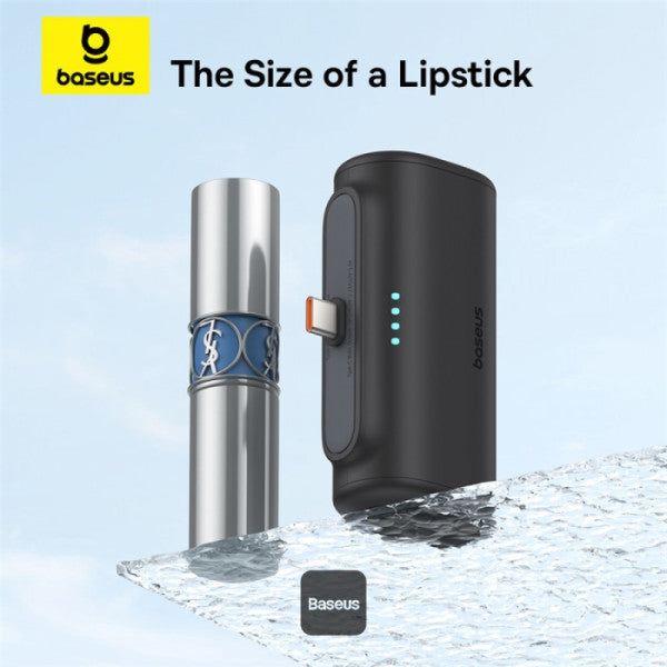 Baseus Compact Series 5000mAh Fast Charging Power Bank 20W PD With Built-in Type-C Connector | Pocket Power Bank for Travel - Black