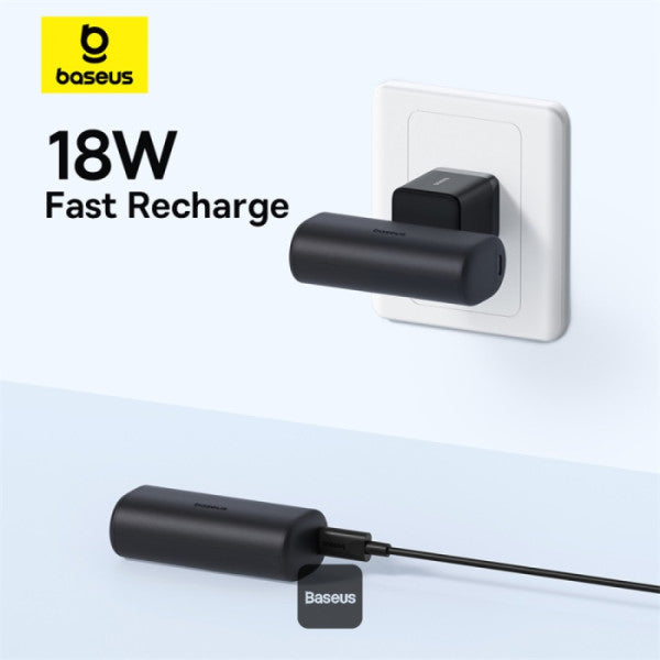 Baseus Compact Series 5000mAh Fast Charging Power Bank 20W PD With Built-in Type-C Connector | Pocket Power Bank for Travel - Black