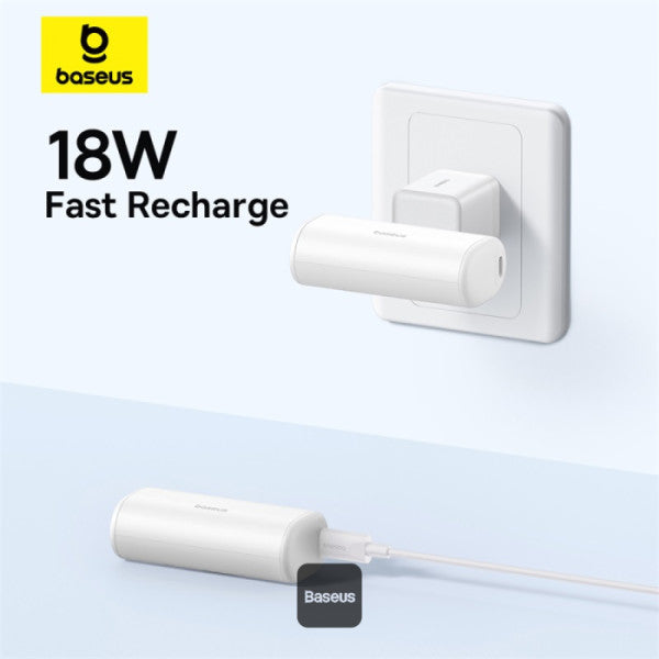 Baseus Compact Series 5000mAh Fast Charging Power Bank 20W PD With Built-in Type-C Connector | Pocket Power Bank for Travel - White
