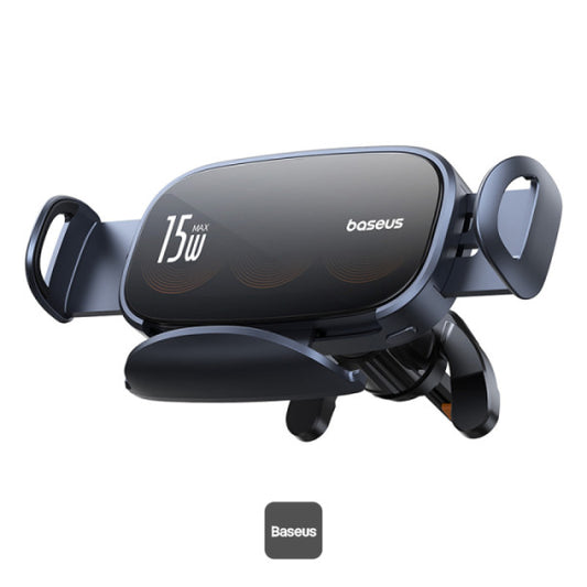 Baseus LightChaser Series 15W Triple Coil Qi Wireless Car Charger - Magsafe Fast Charger Car Mount Air Vent Holder - Black