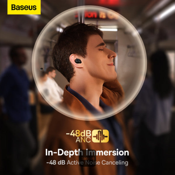 Baseus Bowie MA10 True Wireless Earphones with Active Noise Cancellation 140H Battery Life IPX6 Waterproof  4 ENC Mics BT 53 ANC Earbuds - Black