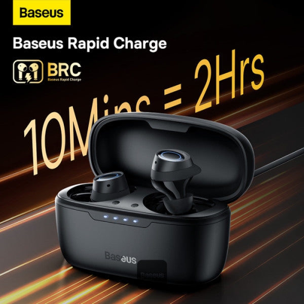 Baseus Bowie MA10 True Wireless Earphones with Active Noise Cancellation 140H Battery Life IPX6 Waterproof  4 ENC Mics BT 53 ANC Earbuds - Black