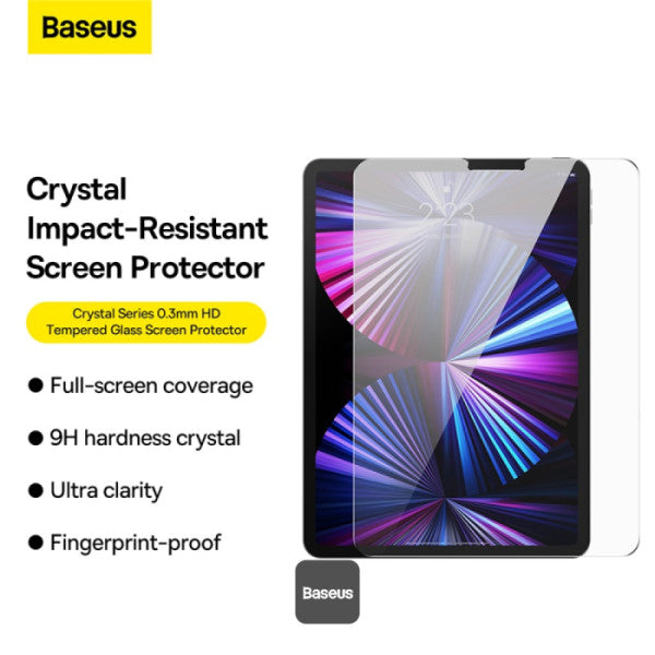 Baseus Crystal Series 03mm HD Tempered Glass Screen Protector for 129 iPad Pro 2018 2020 2021 2022 With Easy Installation Frame - Clear