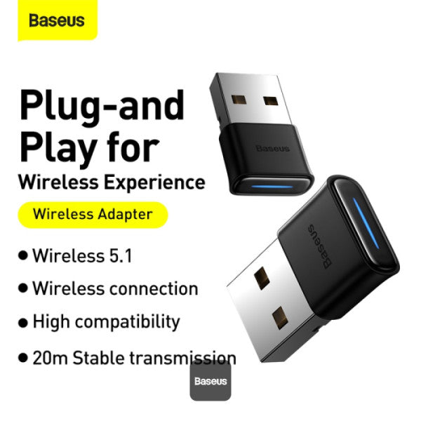 Baseus BA04 Mini Bluetooth Adapter for PC USB 50 Wireless Bluetooth Dongle Receiver - Black