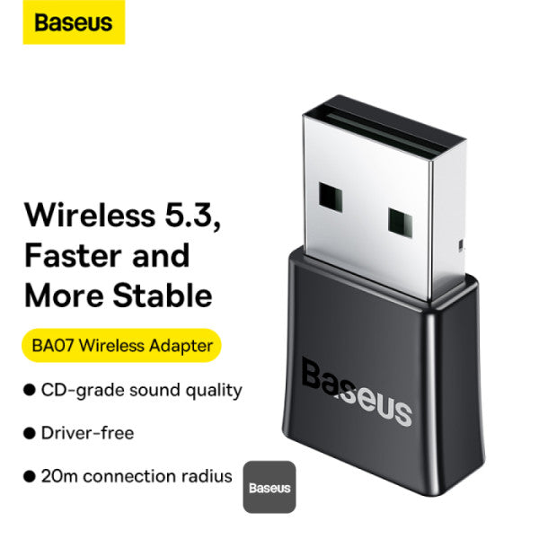 Baseus BA07 Mini Bluetooth Adapter for PC USB 53 Wireless Bluetooth Dongle Receiver - Black