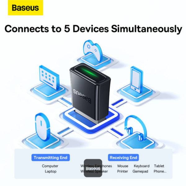 Baseus BA07 Mini Bluetooth Adapter for PC USB 53 Wireless Bluetooth Dongle Receiver - Black