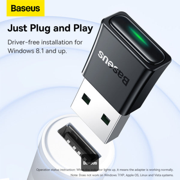 Baseus BA07 Mini Bluetooth Adapter for PC USB 53 Wireless Bluetooth Dongle Receiver - Black