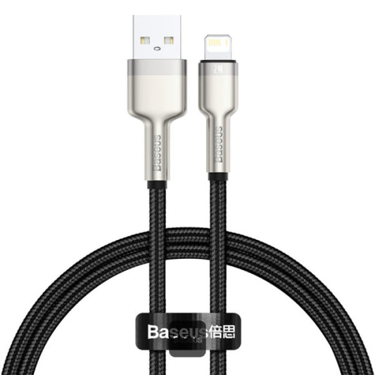 Baseus Cafule Series USB-A to Lightning Cable - 24A Fast Charging 480Mbps High-Speed Data Transfer Nylon Braided 25CM - Black