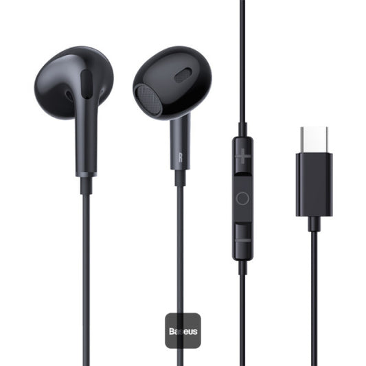 Baseus Encok CZ17 Type-C Wired Earphones | Semi-In-Ear Headphones With Mic - Black